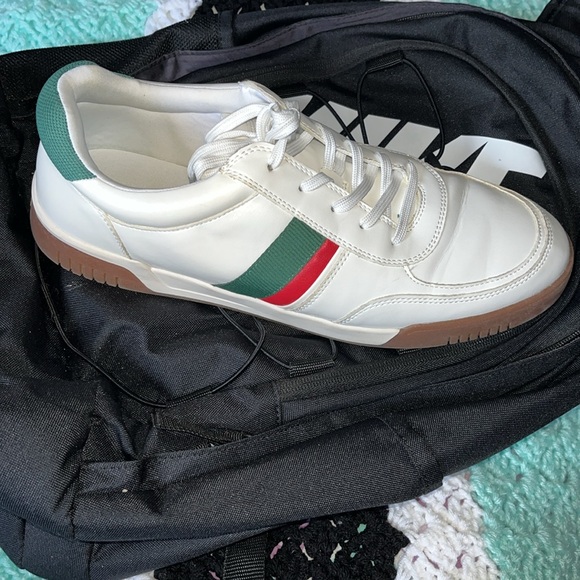 Aldo white sneakers  Two  Stripes Green and Red Size 10 - Picture 4 of 10
